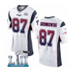Men's Nike New England Patriots #87 Rob Gronkowski Elite White Road Drift Fashion Super Bowl LII NFL Jersey