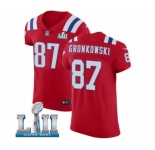 Men's Nike New England Patriots #87 Rob Gronkowski Red Alternate Vapor Untouchable Elite Player Super Bowl LII NFL Jersey