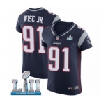 Men's Nike New England Patriots #91 Deatrich Wise Jr Navy Blue Team Color Vapor Untouchable Elite Player Super Bowl LII NFL Jersey