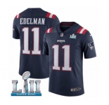 Men's Nike New England Patriots #11 Julian Edelman Limited Navy Blue Rush Vapor Untouchable Super Bowl LII NFL Jersey