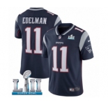 Men's Nike New England Patriots #11 Julian Edelman Navy Blue Team Color Vapor Untouchable Limited Player Super Bowl LII NFL Jersey