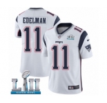 Men's Nike New England Patriots #11 Julian Edelman White Vapor Untouchable Limited Player Super Bowl LII NFL Jersey