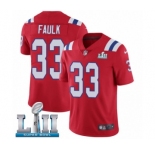 Men's Nike New England Patriots #33 Kevin Faulk Red Alternate Vapor Untouchable Limited Player Super Bowl LII NFL Jersey