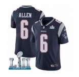 Men's Nike New England Patriots #6 Ryan Allen Navy Blue Team Color Vapor Untouchable Limited Player Super Bowl LII NFL Jersey