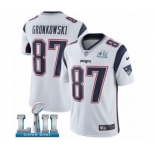 Men's Nike New England Patriots #87 Rob Gronkowski White Vapor Untouchable Limited Player Super Bowl LII NFL Jersey