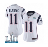 Women's Nike New England Patriots #11 Drew Bledsoe White Vapor Untouchable Limited Player Super Bowl LII NFL Jersey