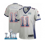 Women's Nike New England Patriots #11 Julian Edelman Elite Grey Drift Fashion Super Bowl LII NFL Jersey