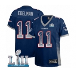 Women's Nike New England Patriots #11 Julian Edelman Elite Navy Blue Drift Fashion Super Bowl LII NFL Jersey