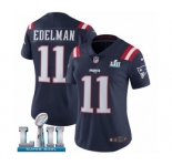 Women's Nike New England Patriots #11 Julian Edelman Limited Navy Blue Rush Vapor Untouchable Super Bowl LII NFL Jersey