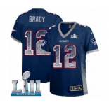 Women's Nike New England Patriots #12 Tom Brady Elite Navy Blue Drift Fashion Super Bowl LII NFL Jersey