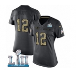 Women's Nike New England Patriots #12 Tom Brady Limited Black 2016 Salute to Service Super Bowl LII NFL Jersey