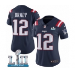 Women's Nike New England Patriots #12 Tom Brady Limited Navy Blue Rush Vapor Untouchable Super Bowl LII NFL Jersey