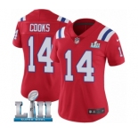 Women's Nike New England Patriots #14 Brandin Cooks Red Alternate Vapor Untouchable Limited Player Super Bowl LII NFL Jersey