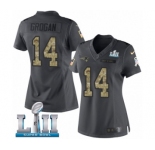 Women's Nike New England Patriots #14 Steve Grogan Limited Black 2016 Salute to Service Super Bowl LII NFL Jersey