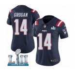 Women's Nike New England Patriots #14 Steve Grogan Limited Navy Blue Rush Vapor Untouchable Super Bowl LII NFL Jersey