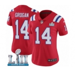 Women's Nike New England Patriots #14 Steve Grogan Red Alternate Vapor Untouchable Limited Player Super Bowl LII NFL Jersey