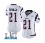 Women's Nike New England Patriots #21 Malcolm Butler White Vapor Untouchable Limited Player Super Bowl LII NFL Jersey