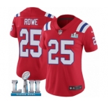 Women's Nike New England Patriots #25 Eric Rowe Red Alternate Vapor Untouchable Limited Player Super Bowl LII NFL Jersey