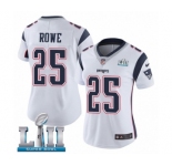 Women's Nike New England Patriots #25 Eric Rowe White Vapor Untouchable Limited Player Super Bowl LII NFL Jersey