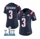 Women's Nike New England Patriots #3 Stephen Gostkowski Limited Navy Blue Rush Vapor Untouchable Super Bowl LII NFL Jersey