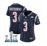Women's Nike New England Patriots #3 Stephen Gostkowski Navy Blue Team Color Vapor Untouchable Limited Player Super Bowl LII NFL Jersey