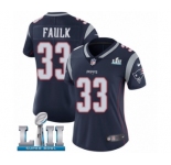 Women's Nike New England Patriots #33 Kevin Faulk Navy Blue Team Color Vapor Untouchable Limited Player Super Bowl LII NFL Jersey