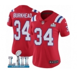 Women's Nike New England Patriots #34 Rex Burkhead Red Alternate Vapor Untouchable Limited Player Super Bowl LII NFL Jersey