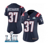 Women's Nike New England Patriots #37 Jordan Richards Limited Navy Blue Rush Vapor Untouchable Super Bowl LII NFL Jersey