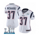 Women's Nike New England Patriots #37 Jordan Richards White Vapor Untouchable Limited Player Super Bowl LII NFL Jersey