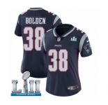 Women's Nike New England Patriots #38 Brandon Bolden Navy Blue Team Color Vapor Untouchable Limited Player Super Bowl LII NFL Jersey
