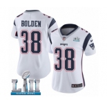 Women's Nike New England Patriots #38 Brandon Bolden White Vapor Untouchable Limited Player Super Bowl LII NFL Jersey