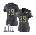 Women's Nike New England Patriots #39 Montee Ball Limited Black 2016 Salute to Service Super Bowl LII NFL Jersey