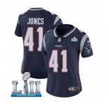 Women's Nike New England Patriots #41 Cyrus Jones Navy Blue Team Color Vapor Untouchable Limited Player Super Bowl LII NFL Jersey