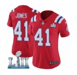 Women's Nike New England Patriots #41 Cyrus Jones Red Alternate Vapor Untouchable Limited Player Super Bowl LII NFL Jersey
