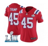 Women's Nike New England Patriots #45 Donald Trump Red Alternate Vapor Untouchable Limited Player Super Bowl LII NFL Jersey
