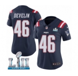 Women's Nike New England Patriots #46 James Develin Limited Navy Blue Rush Vapor Untouchable Super Bowl LII NFL Jersey