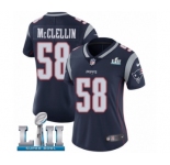 Women's Nike New England Patriots #58 Shea McClellin Navy Blue Team Color Vapor Untouchable Limited Player Super Bowl LII NFL Jersey