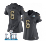 Women's Nike New England Patriots #6 Ryan Allen Limited Black 2016 Salute to Service Super Bowl LII NFL Jersey