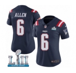Women's Nike New England Patriots #6 Ryan Allen Limited Navy Blue Rush Vapor Untouchable Super Bowl LII NFL Jersey