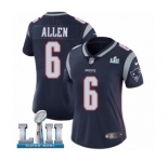 Women's Nike New England Patriots #6 Ryan Allen Navy Blue Team Color Vapor Untouchable Limited Player Super Bowl LII NFL Jersey