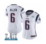 Women's Nike New England Patriots #6 Ryan Allen White Vapor Untouchable Limited Player Super Bowl LII NFL Jersey