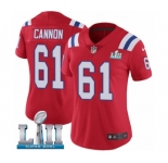 Women's Nike New England Patriots #61 Marcus Cannon Red Alternate Vapor Untouchable Limited Player Super Bowl LII NFL Jersey