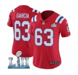 Women's Nike New England Patriots #63 Antonio Garcia Red Alternate Vapor Untouchable Limited Player Super Bowl LII NFL Jersey