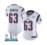 Women's Nike New England Patriots #63 Antonio Garcia White Vapor Untouchable Limited Player Super Bowl LII NFL Jersey