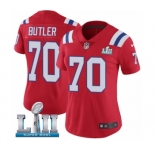 Women's Nike New England Patriots #70 Adam Butler Red Alternate Vapor Untouchable Limited Player Super Bowl LII NFL Jersey