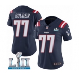 Women's Nike New England Patriots #77 Nate Solder Limited Navy Blue Rush Vapor Untouchable Super Bowl LII NFL Jersey