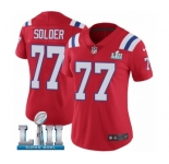 Women's Nike New England Patriots #77 Nate Solder Red Alternate Vapor Untouchable Limited Player Super Bowl LII NFL Jersey