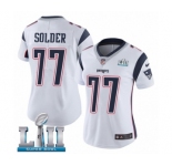 Women's Nike New England Patriots #77 Nate Solder White Vapor Untouchable Limited Player Super Bowl LII NFL Jersey
