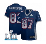 Women's Nike New England Patriots #87 Rob Gronkowski Elite Navy Blue Drift Fashion Super Bowl LII NFL Jersey
