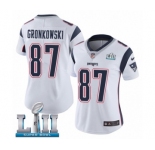 Women's Nike New England Patriots #87 Rob Gronkowski White Vapor Untouchable Limited Player Super Bowl LII NFL Jersey